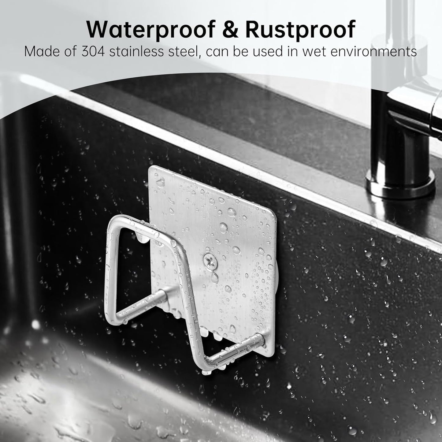 Everlling Magnetic Sponge Holder for Kitchen Sink,1 Pcs Strong Magnetic Stainless Steel Rack Stand, Kitchen Accessories, Dish Sponge Organizer, Scrubber Caddy, with Extra Magnets and Metal Plates