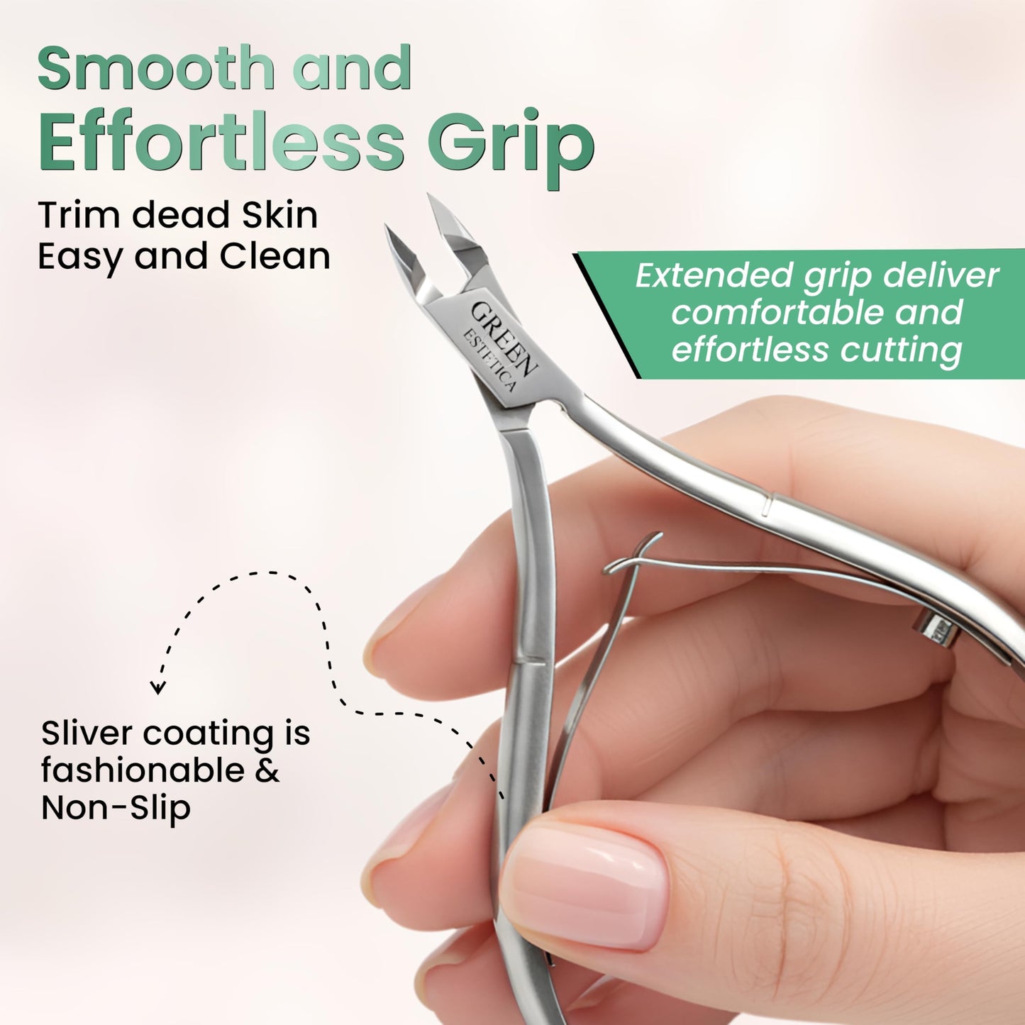 Professional Premium Cuticle Trimmer Stainless Steel Cuticle Nippers with Sharp 1/4 Jaw Blades Cuticle Clippers Double Spring Manicure Pedicure Nail Cuticle Remover Tool (Premium Silver)
