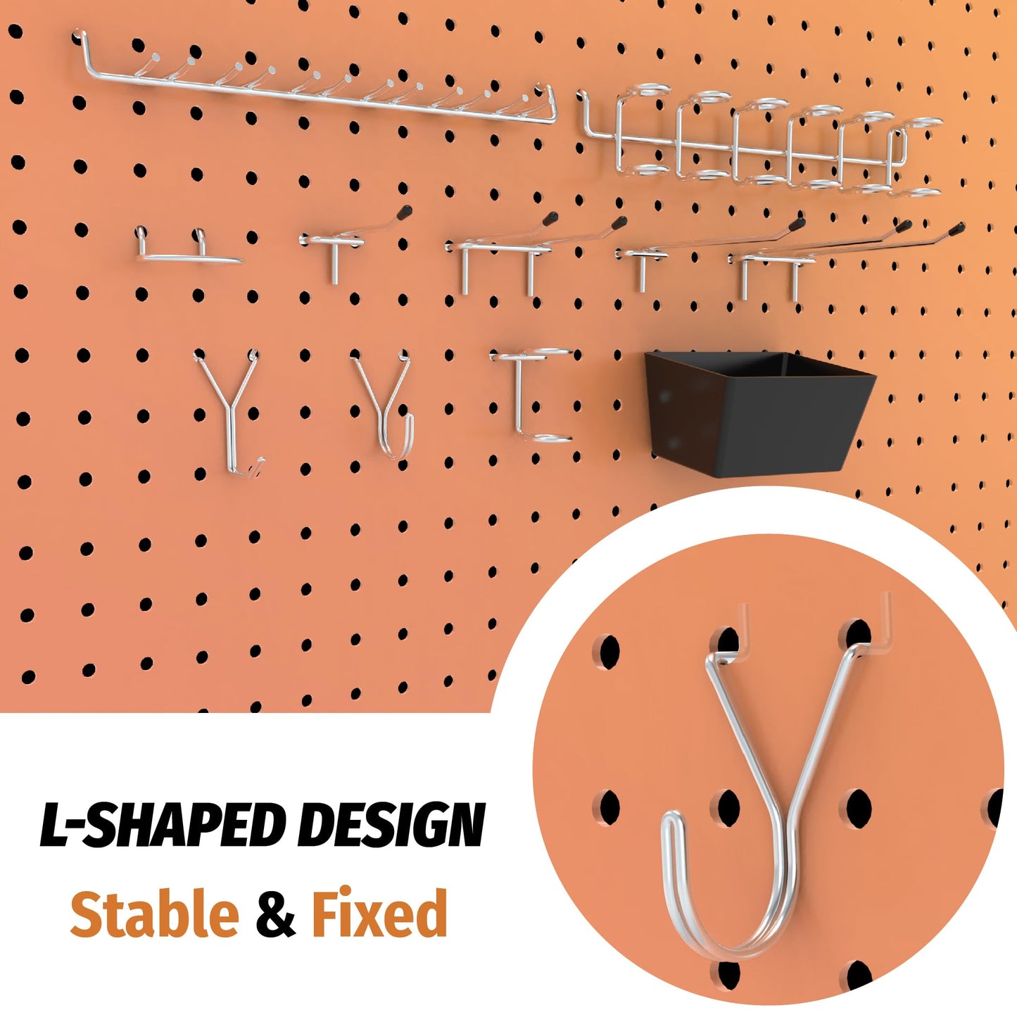 HUHOLE 86 Piece Pegboard Hooks Assortment Kit with Pegboard Bins Garage Tool Organizer Set Fits 1/8 and 1/4 Inch Peg Board Accessories for Workbench Craft Room and Kitchen Storage