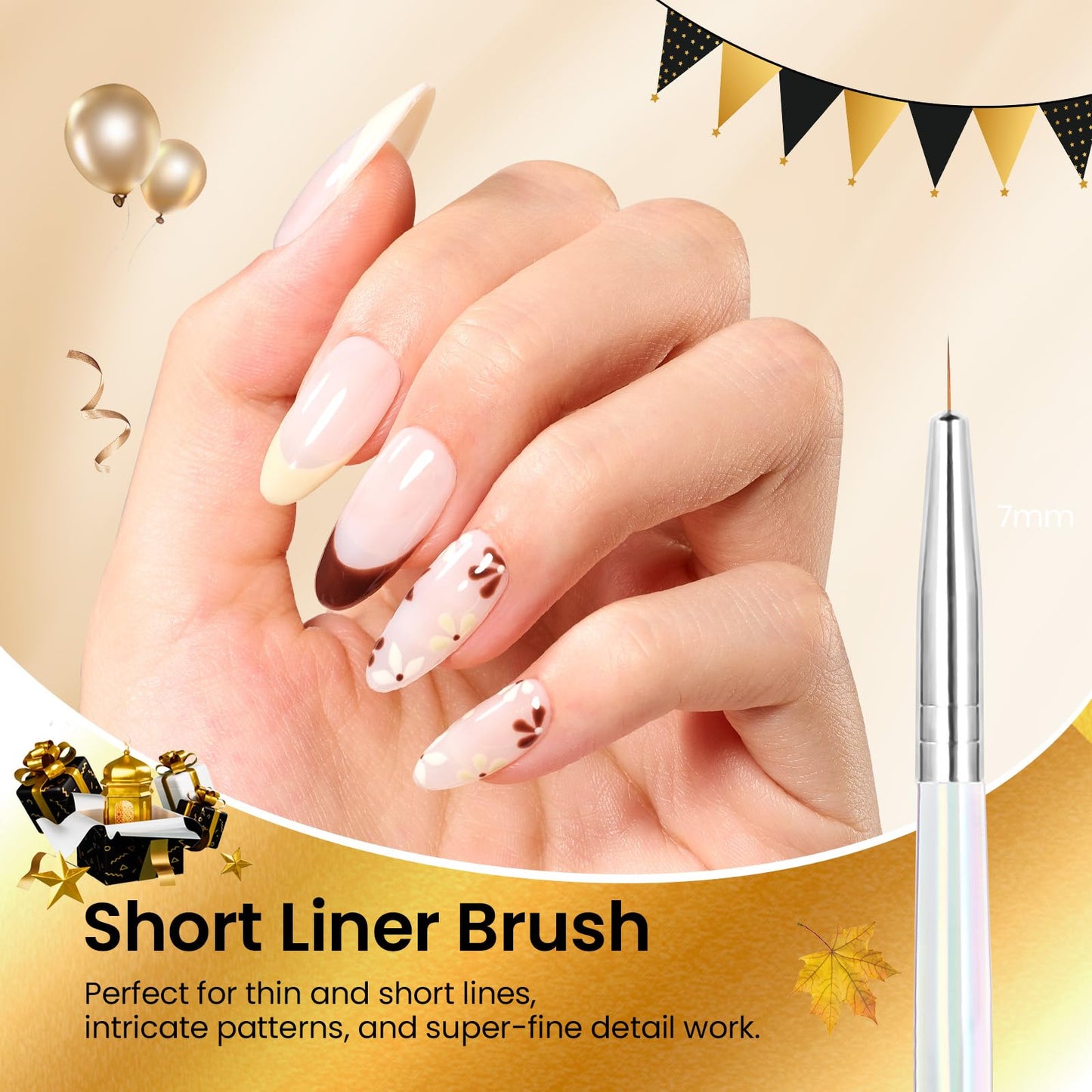 Beetles Nail Art Brushes 25pcs - Confetti Pens Daul Ended Dotting Tools & 5pcs Nail Art Liner Brushes Set Painting