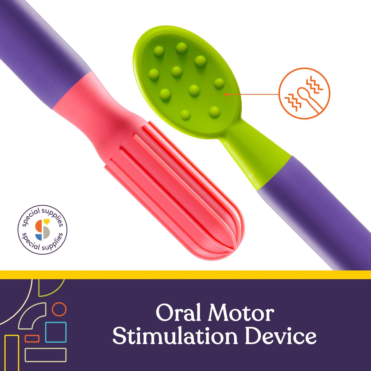 Special Supplies Buzz Buddy Oral Motor Stimulation Kit with 6 Soft Textured Interchangeable Heads, Calm Sensory Needs, Support Speech, and Stimulate Self Feeding, Gentle Vibrations (Purple)