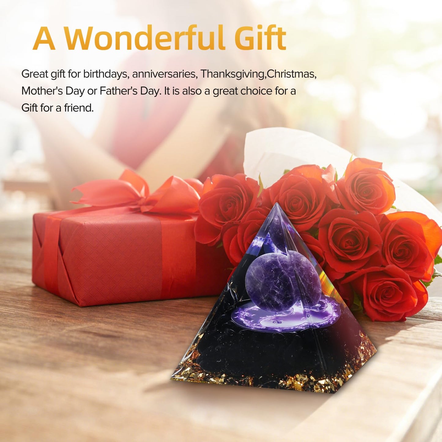 Hopeseed Orgone Pyramid for Positive Energy, Orgonite Natural Obsidian&Malachite Healing Crystals Pyramid for Reduce Stress Chakra Reiki Healing Meditation Cleanses the Mind and Boosts Confidence