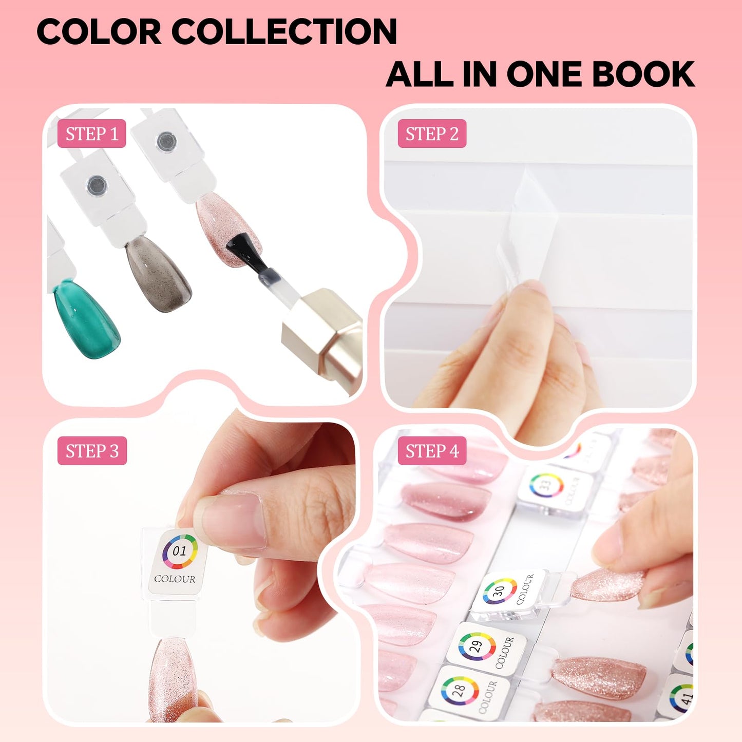 Vnjaoi Magnetic Nail Color Display Book Inside Page with 60 Acrylic Magnetic Nail Display Tips for Nail Art Design Pattern Practice (Cover Not Included)