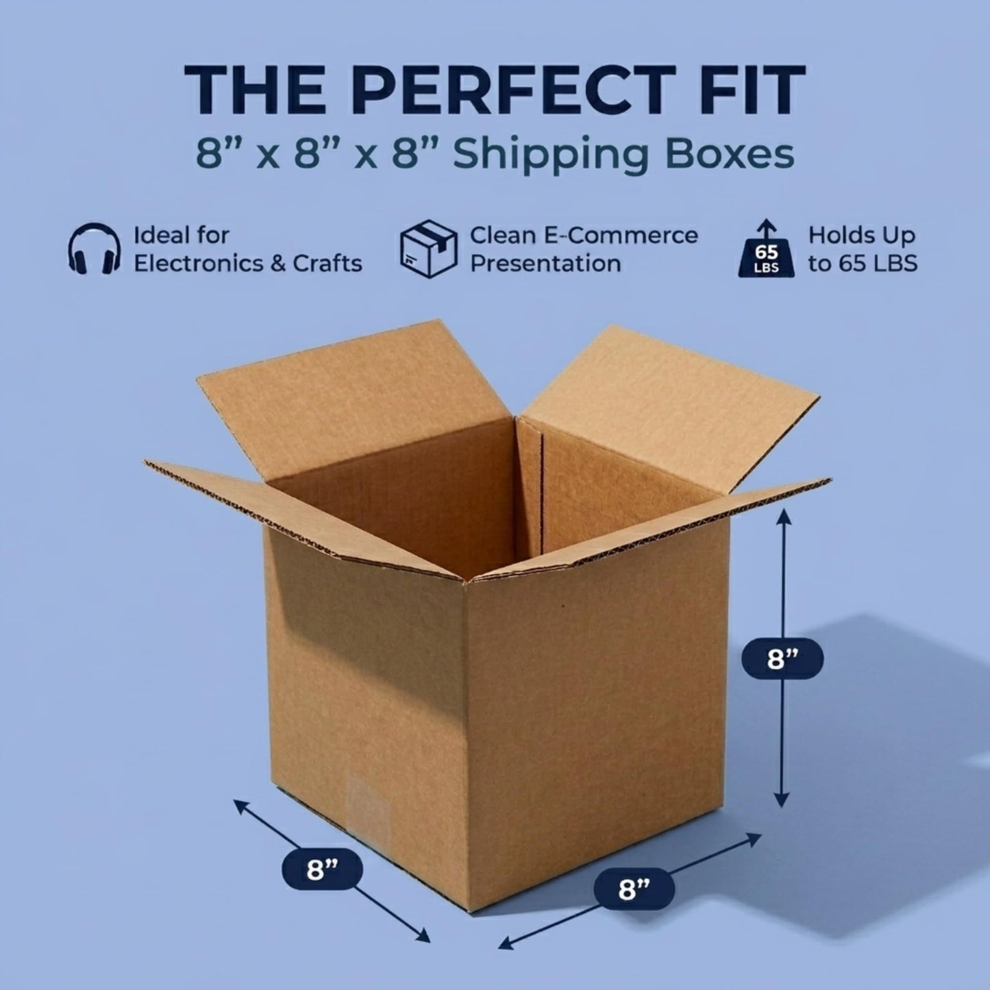 BOX USA Cube Shipping Boxes 8"L x 8"W x 8"H (25-Pack) - Small Corrugated Cardboard Packaging Boxes for Shipping, Packing, Moving, and Storage at Home, Office, or Business