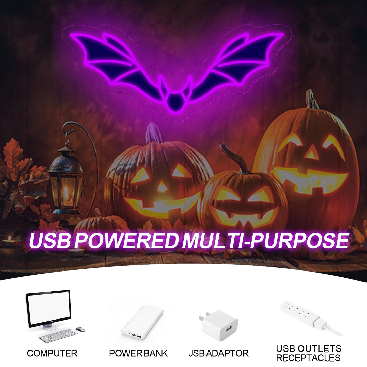 Bat Neon Sign, Halloween Bats Decor, Horror Bedroom Dorm Wall Decoration, Bat Lovers Gift, Gothic Home Wall Room Decor, Red, 15.7"x6.9"