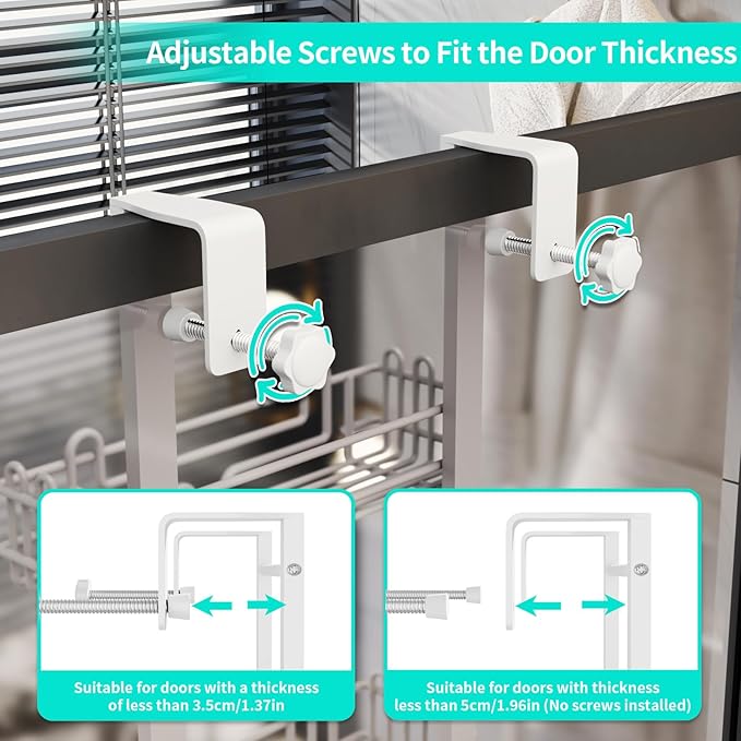 HapiRm 3 Tier Over the Door Shower Caddy, Hanging Shower Caddy with 16 Hooks and 2 Soap Holders, No Drilling Adjustable Hanging Bathroom Organizer - White