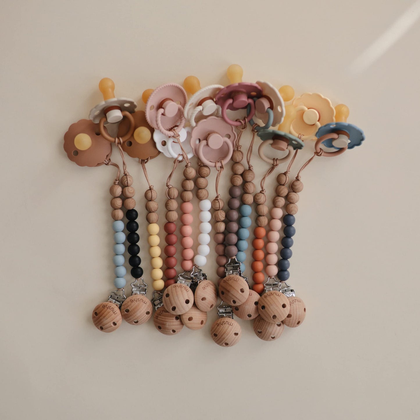 FRIGG Daisy Natural Rubber Baby Pacifier | Made in Denmark | BPA-Free (Blush/Cream, 6-18 Months) 2-Pack