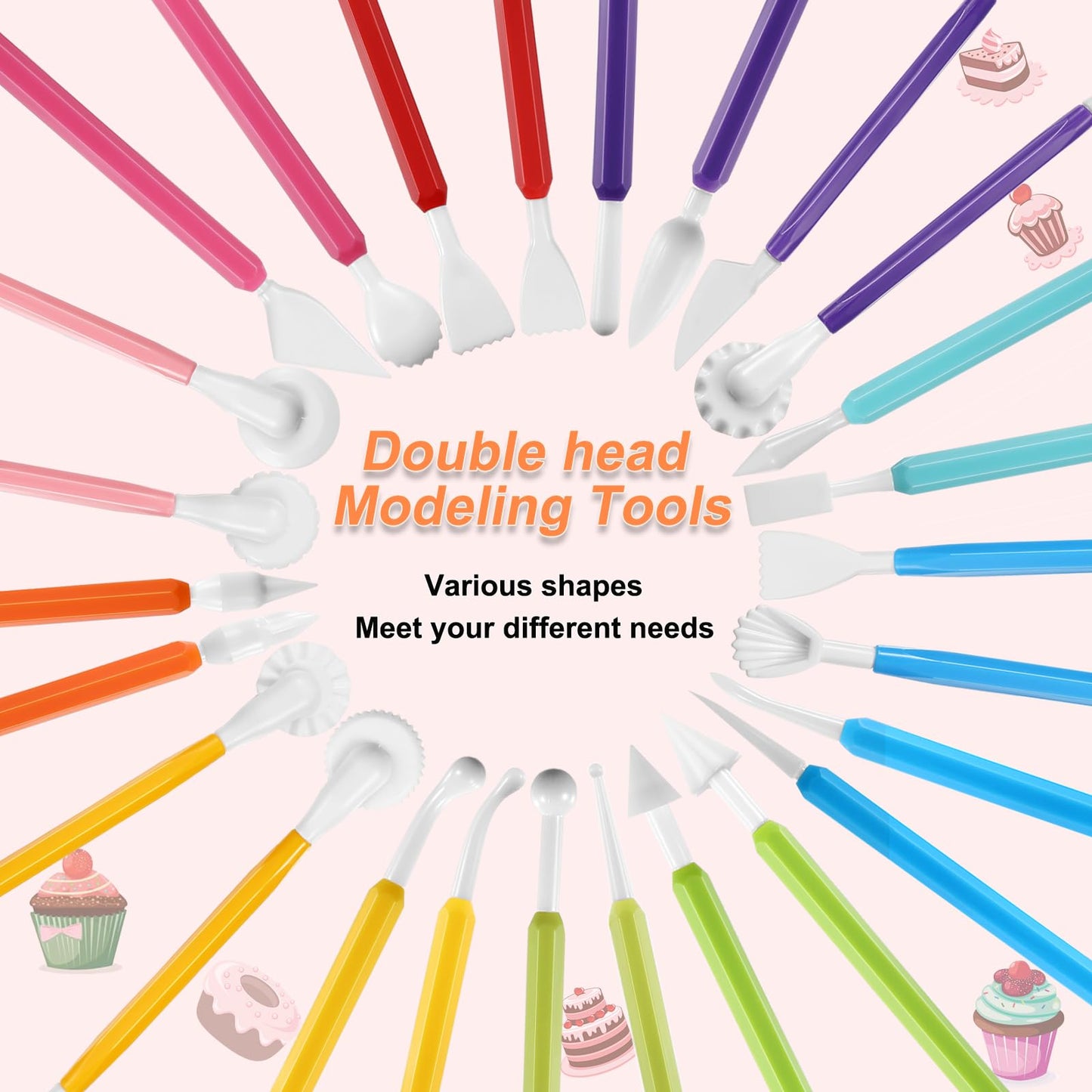 Patelai 57 Pcs Cake Decorating Tools, Cookie Fondant Modeling Set, Marshmallow Sculpting Brush and Fondant Modeling Tools for DIY Cake Sugar Gum Paste Decorating Supplies