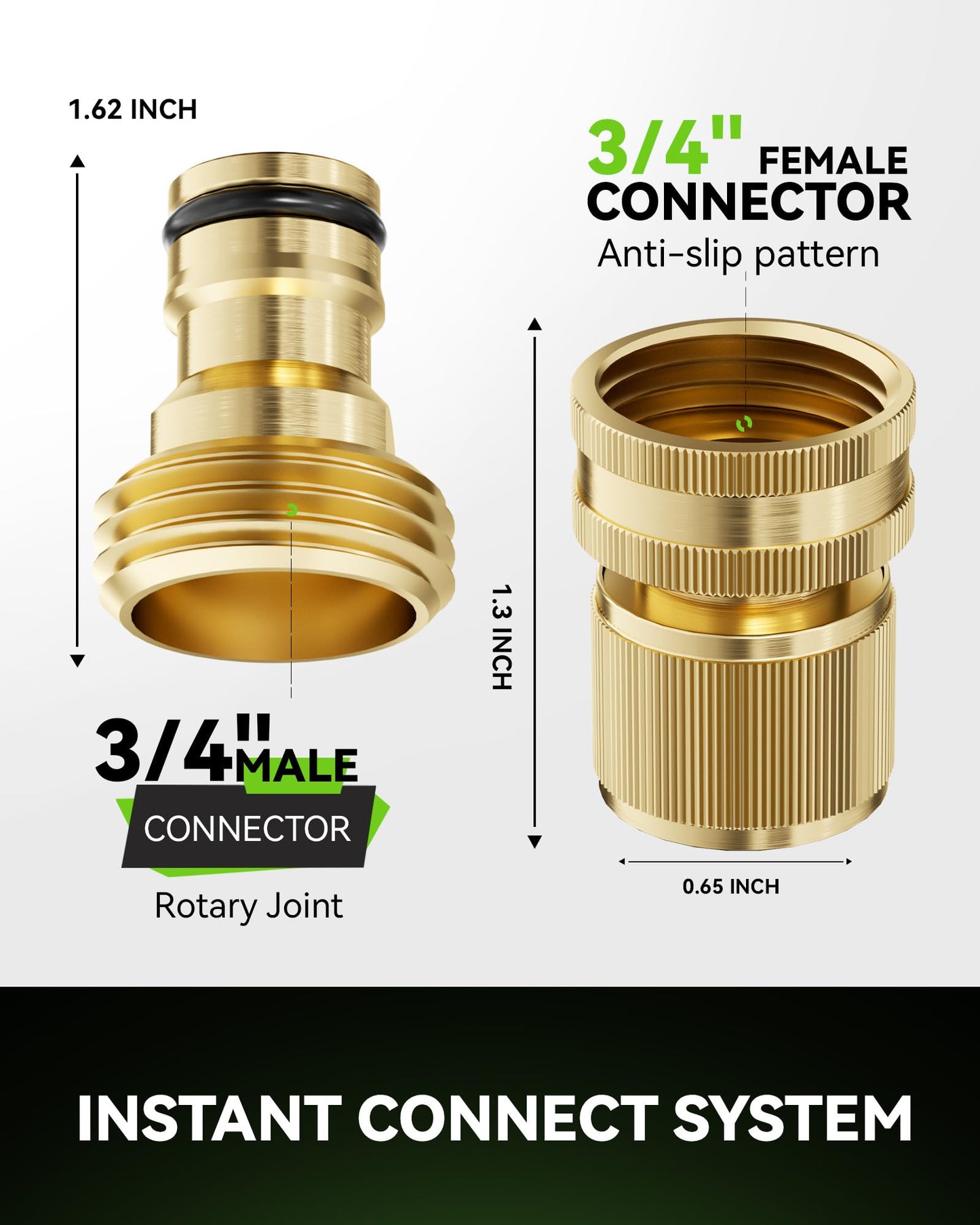RainPoint Quick Connect Hose Fittings 3/4" GHT - Solid Brass Garden Hose Connectors, No-Leak Design & Universal Fit for Instant Connection (4 Sets)