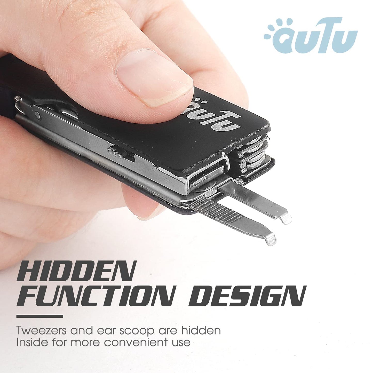 OUTU Keychain Nail Clippers Multitool, 8 in 1 EDC Utility Tool with Nail Clipper, Scissors, Tweezers, Gifts for Him Men Husband Dad Boyfriend (Black)