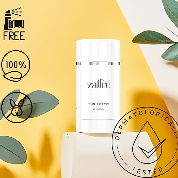 Zaffré Essentials Natural Deodorant | Aluminum-Free, Vegan, Clean Formula | BioShield Technology, Smooth Application | Unscented, 3.2 oz