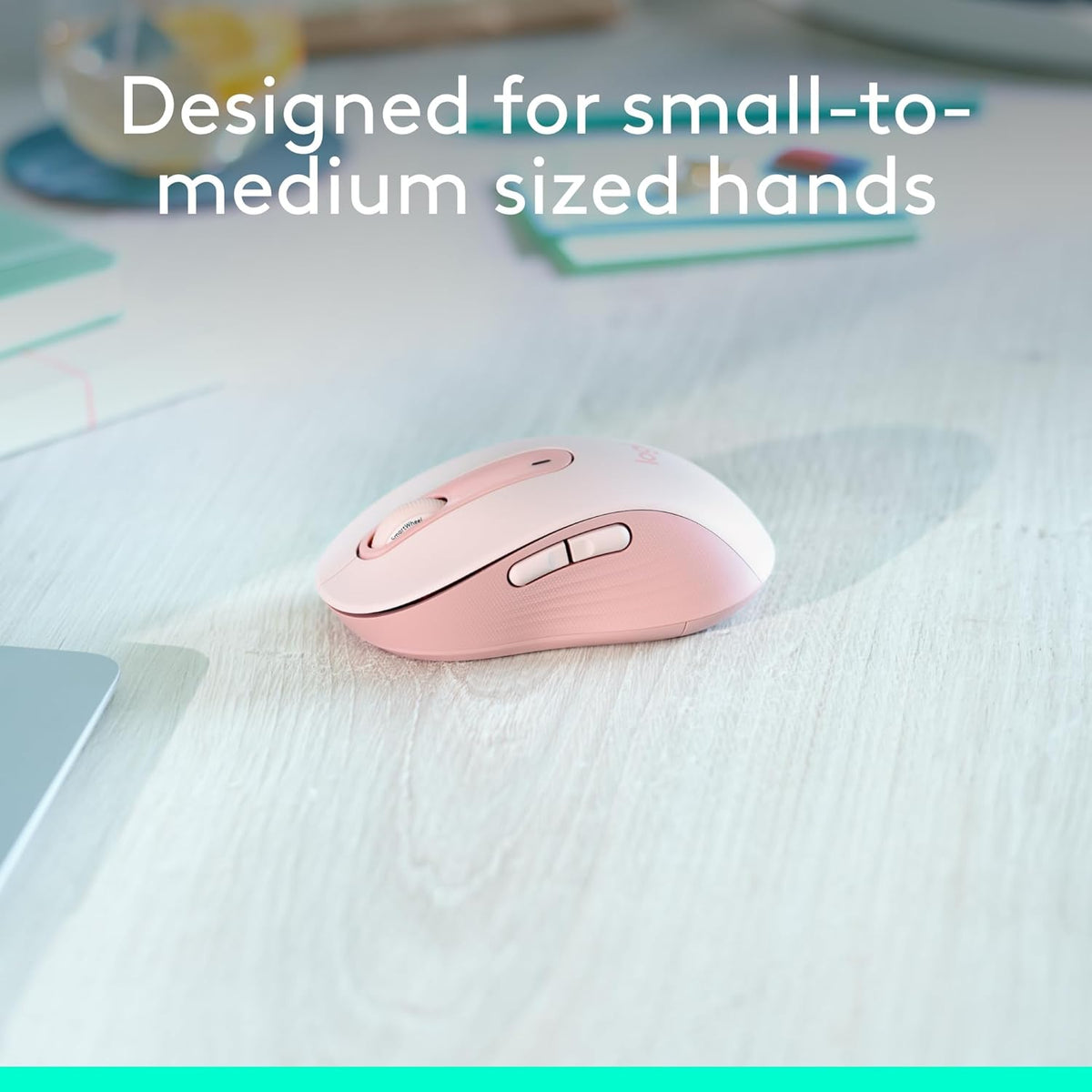 Logitech Wireless Mouse Signature M650- Small Hands, 2-Year Battery, Silent Clicks, Customizable Buttons, Bluetooth, PC/Mac/Chromebook - Rose, Right-Handed, Small-Medium