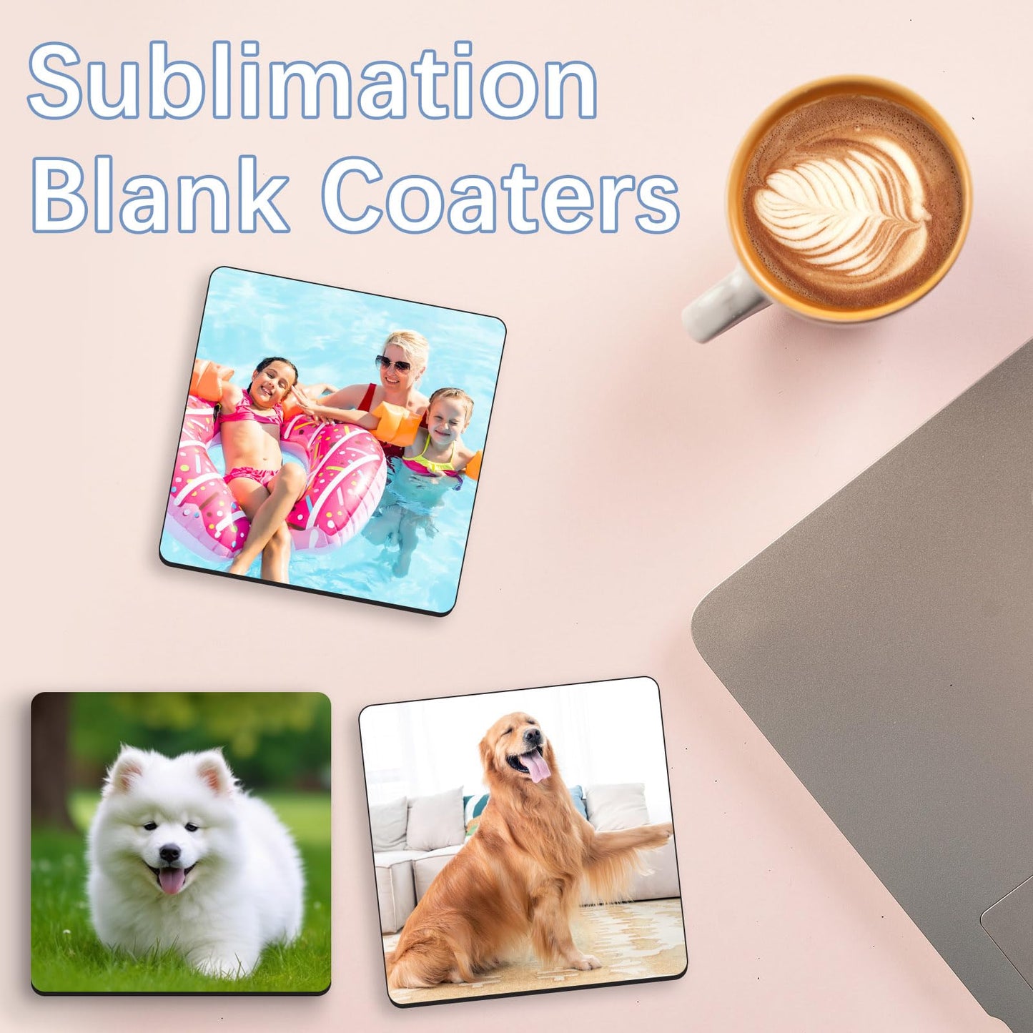 36 Pcs Sublimation Square Coaster Blanks Bulk with Cork Back MDF Heat Transfer Wood Cork Coasters Product Blank Iteam 3.86x3.86 Inch