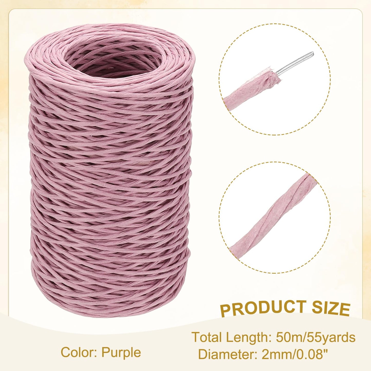 uxcell 164 Feet Floral Bind Wire Wrap Twine, 2mm Floral Wire Vine Bind Wire Rustic Craft Wire for DIY Projects Flower Bouquet Wreath Gift Wrapping Wedding Decoration Purple