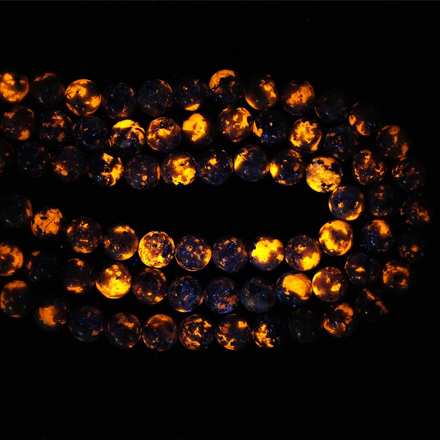 8mm Natural Flame Yooperlite Gemstone Beads Polished Round Smooth Stone Beads for Bracelets Jewelry Making 15inch Loose Beads