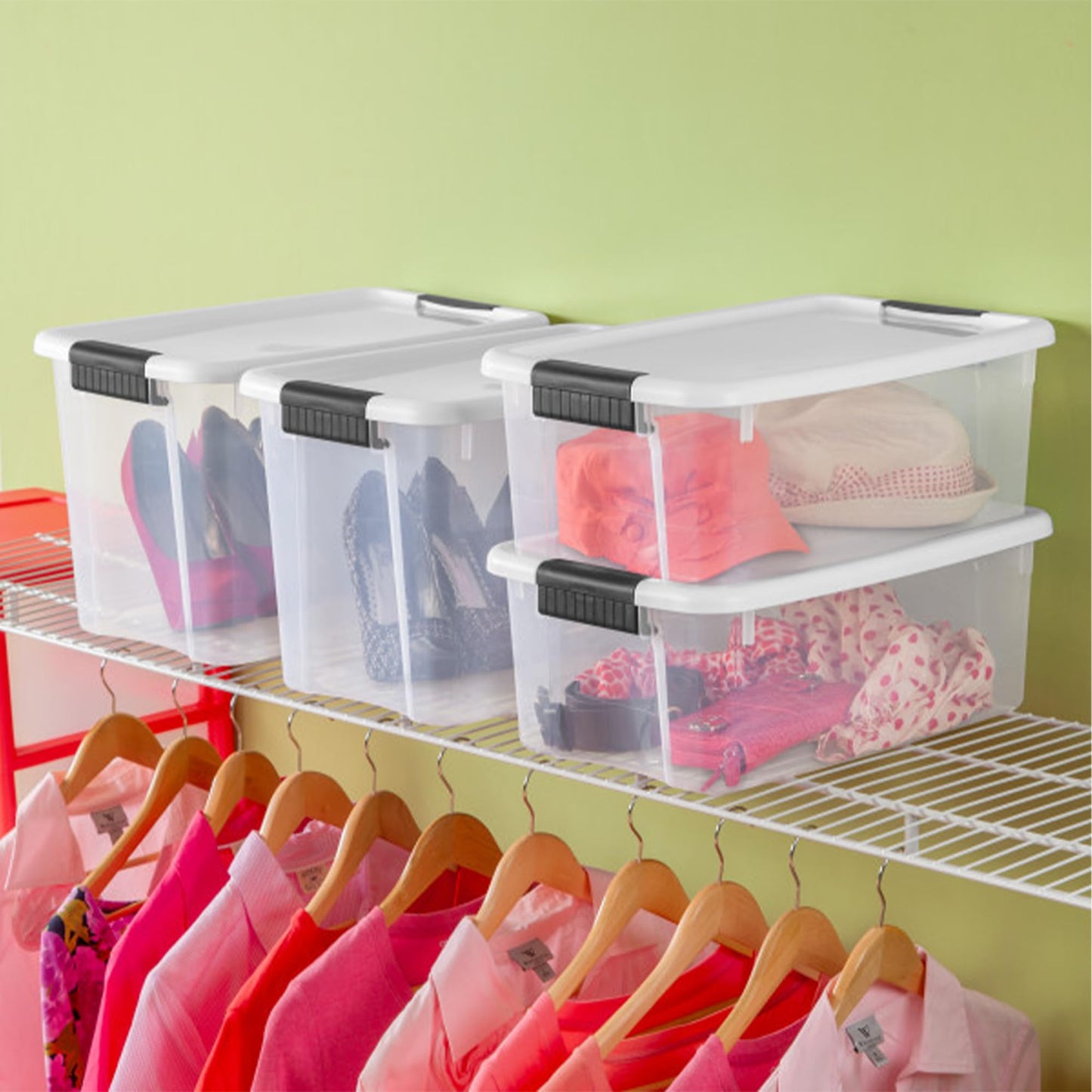 Sterilite 6-Pack Ultra Latching Box, Storage Bins with Lids, Clear Plastic, 18 Quart - Heavy-Duty Organizing Containers for Closet, Bathroom, and Office