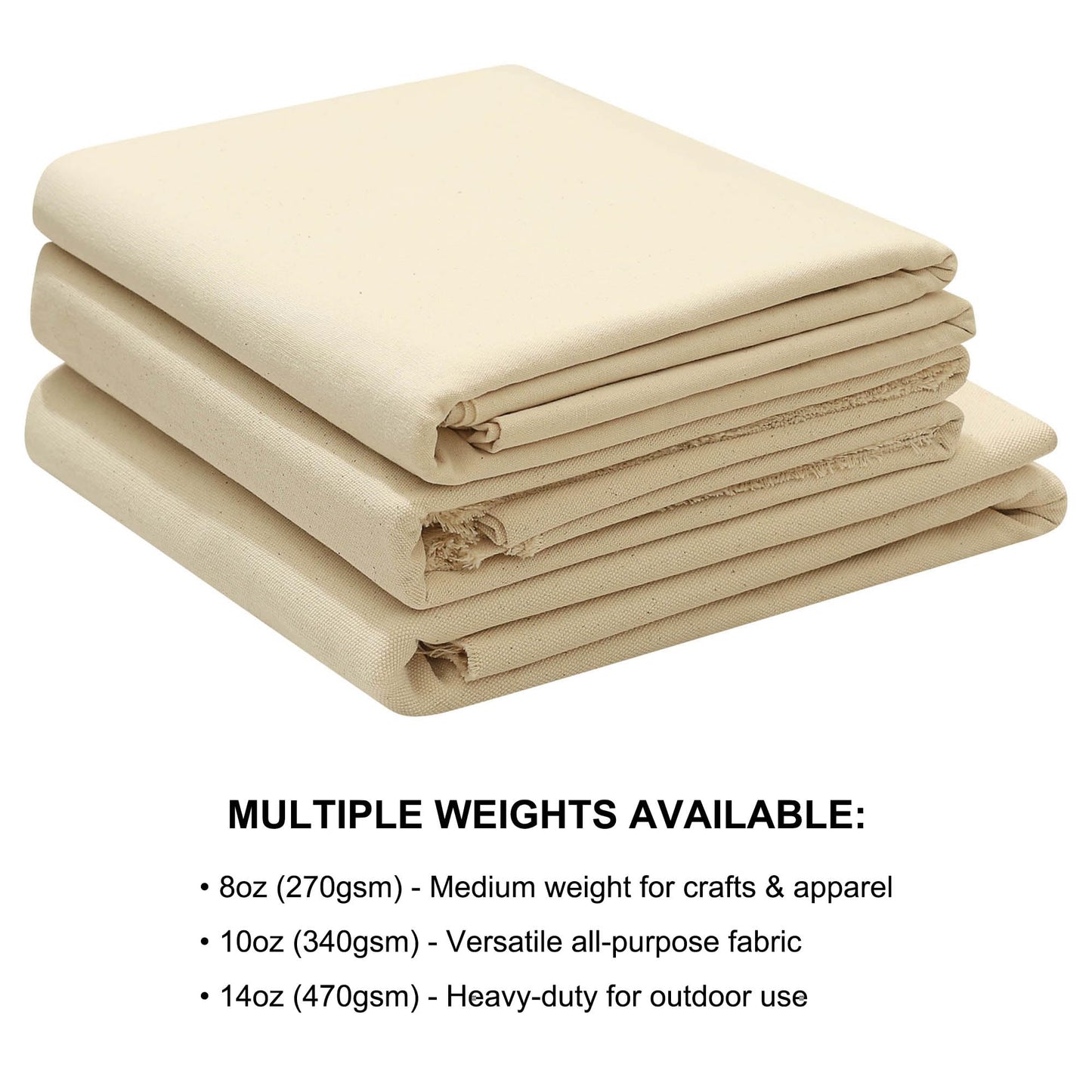 8oz Natural Cotton Duck Canvas Fabric for Sewing, Home Décor, Embroidery, Arts and Crafts, 63 Inch by 1 Yard