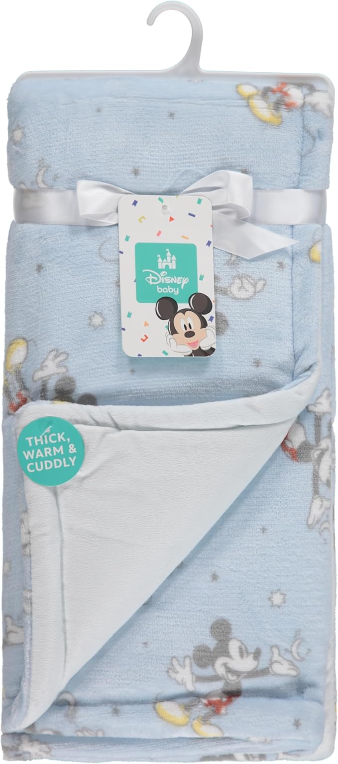 Disney Mickey Mouse, Minnie Mouse, Winnie The Pooh, Lilo and Stitch 2-Ply Infant Blanket - Soft Fleece with Polyfill - Cozy and Warm Baby Blanket for Baby Boys and Girls, 30x40 Inches