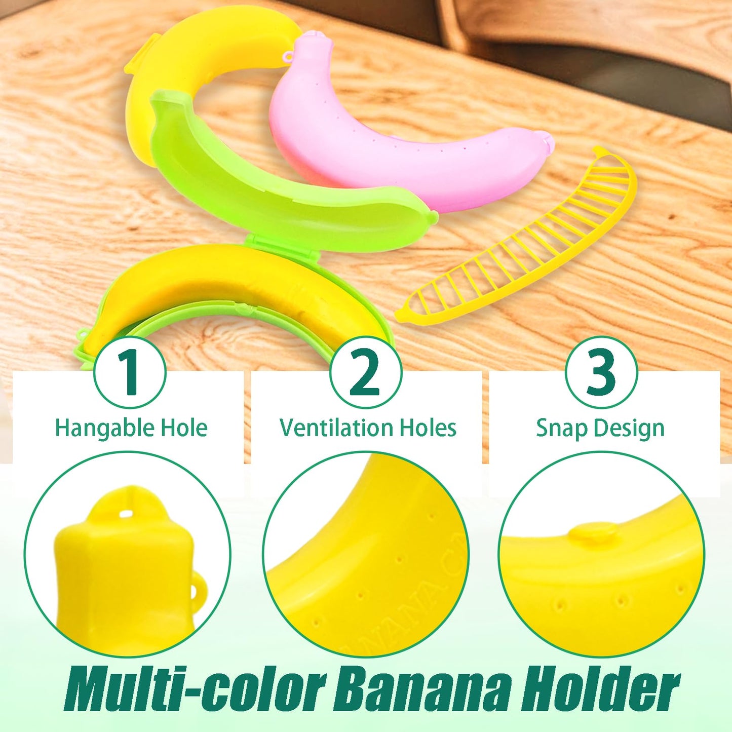 OT-NVWOZR 3PCS Banana Case with Slicer, Fruit Container for Outdoor Travel BFA-Free, Portable Bananas Keeper Holder Protector Covers Plastic Storage Box for Lunch Picnic Camping Keep Fresh