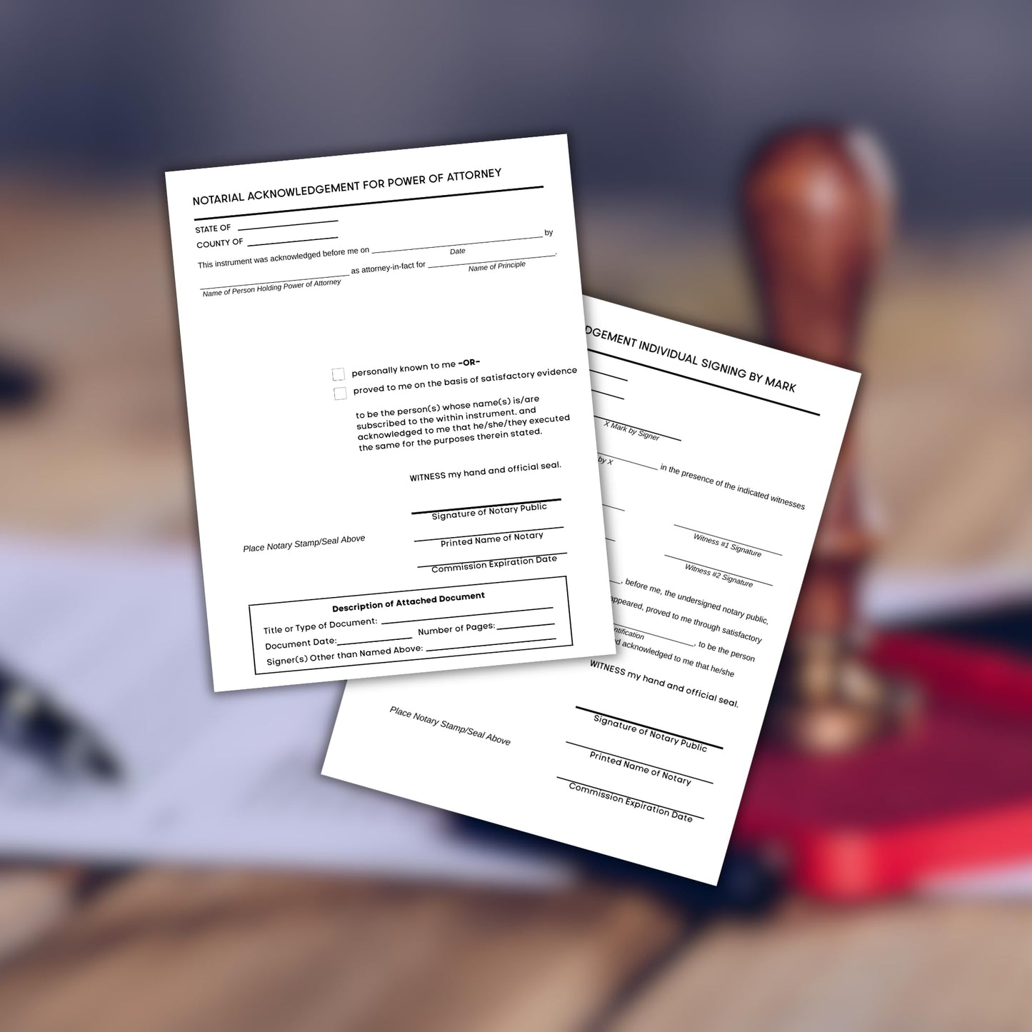 Notary Certificate Bundle 19 Different 8.5x11” Starter Legal Documents for Professionals to Notarize Notarial Legal Bill of Sale Jurat Affidavit POA