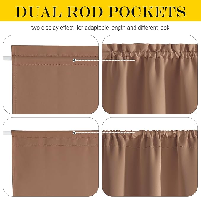 NICETOWN Sidelight French Door Blackout Curtain Thermal Insulated Drapes Light Blocking Window Treatment Curtain for Glass Door Rod Pocket with Tieback 25" x 80", Cappuccino, 1 Panel