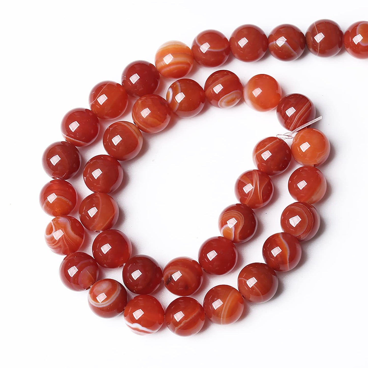 46PCS 8mm Natural Red Striped Agate Beads Round Loose Gemstone Beads for Jewelry Making DIY Bracelet Necklace 15 Inch,Energy Stone Healing Power