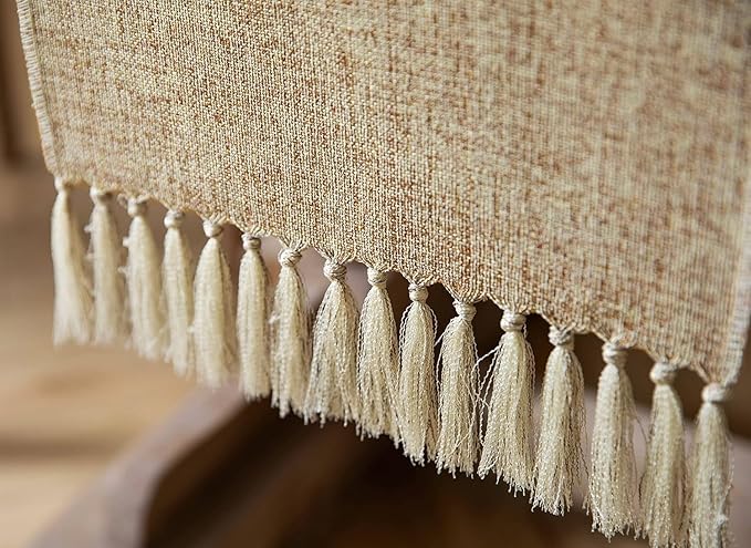 ZeeMart Beige Table Runners 48 Inches Long, Burlap Linen Style Rustic Farmhouse Table Runner, Small Short Boho Coffee Table Runner, 13x48 Inches, Oatmeal Beige