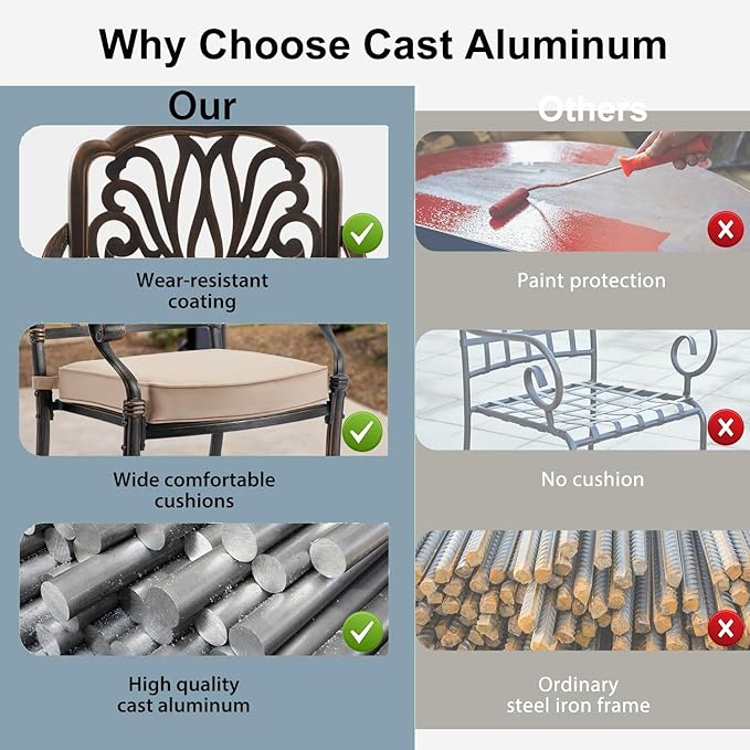 9-Piece Cast Aluminum Patio Furniture, Outdoor Dining Sets for 8 Include 87" Oval Patio Dining Table, 6 Stackable Chairs & 2 Swivel Chairs with Cushions & Umbrella Hole(Bronze)