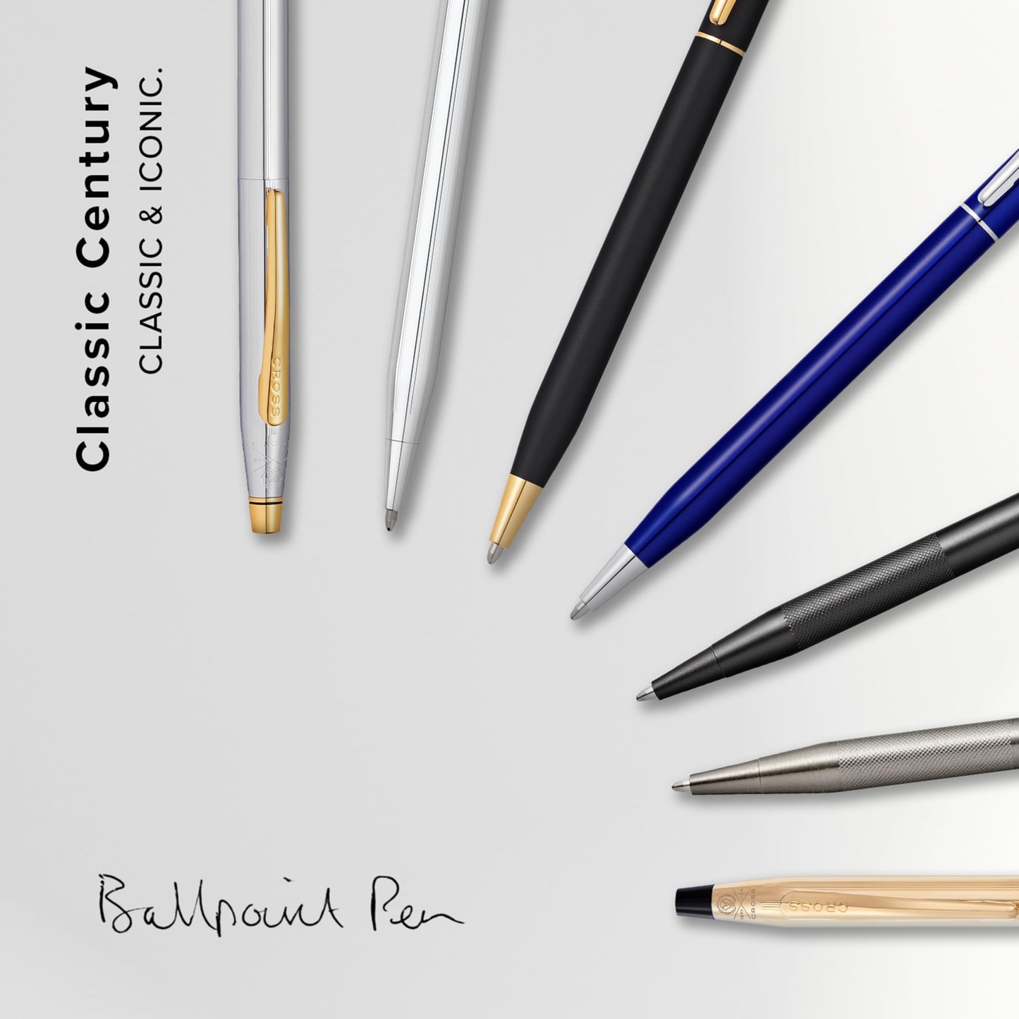 Cross Classic Century Refillable Ballpoint Pen Presented in a Luxury Gift Box - Medium Point, Black Ink, Titanium Gray Micro-knurl