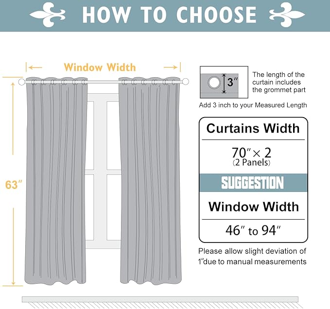 ChrisDowa Blackout Curtains 70 inches Wide for Bedroom - 2 Panels Set Extra Wide Grommet Thermal Insulated Room Darkening Curtains for Living Room (Dark Grey, 70 x 63 Inch)