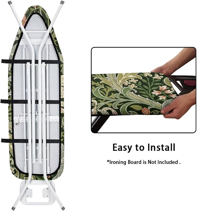ZXFYGDX Cover for Ironing Board, William Morris Prints Table Top Ironing Board Cover with Nylon Buckle Straps and Elastic Edges Easy to Install, Standard Size Suitable for 14x45 Inch Ironing Board S