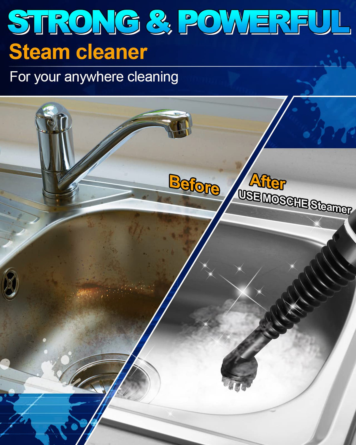 Handheld Pressurized Steam Cleaner with 11