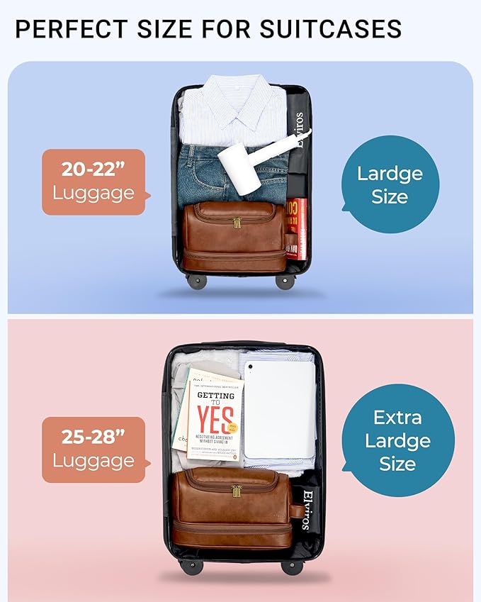 Elviros Toiletry Bag for Mens PU Leather Travel Organizer Kit with Hanging hook, Large Water-resistant Toiletries Bathroom Shaving Bags (Extra Large, Brown)