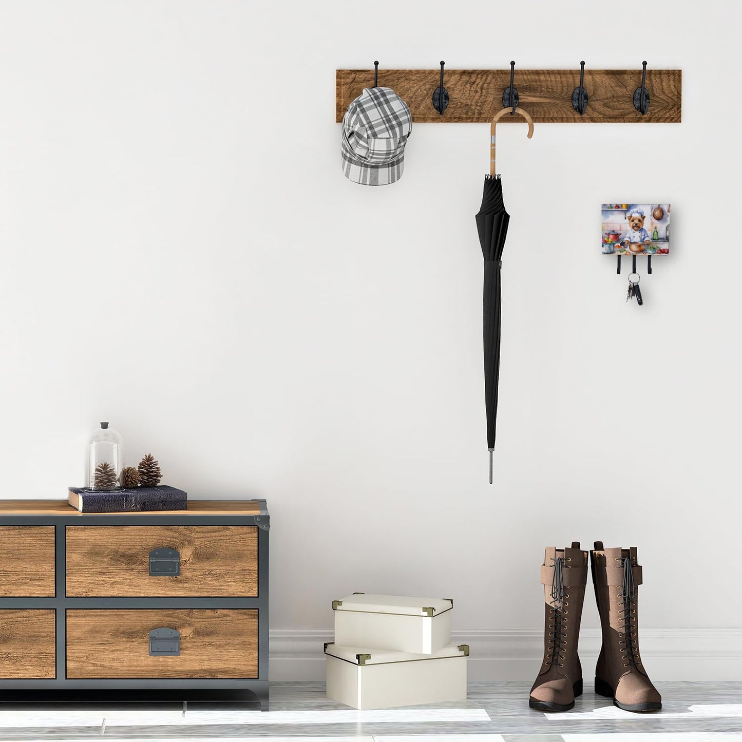 Caroline's Treasures Norfolk Terrier The Chef Leash or Key Holder Wall Hooks, Key Hooks Holder, Coat Rack Wall Mount, Coat Hooks, Hooks for Hanging Keys, Towels, Aprons, Leashes