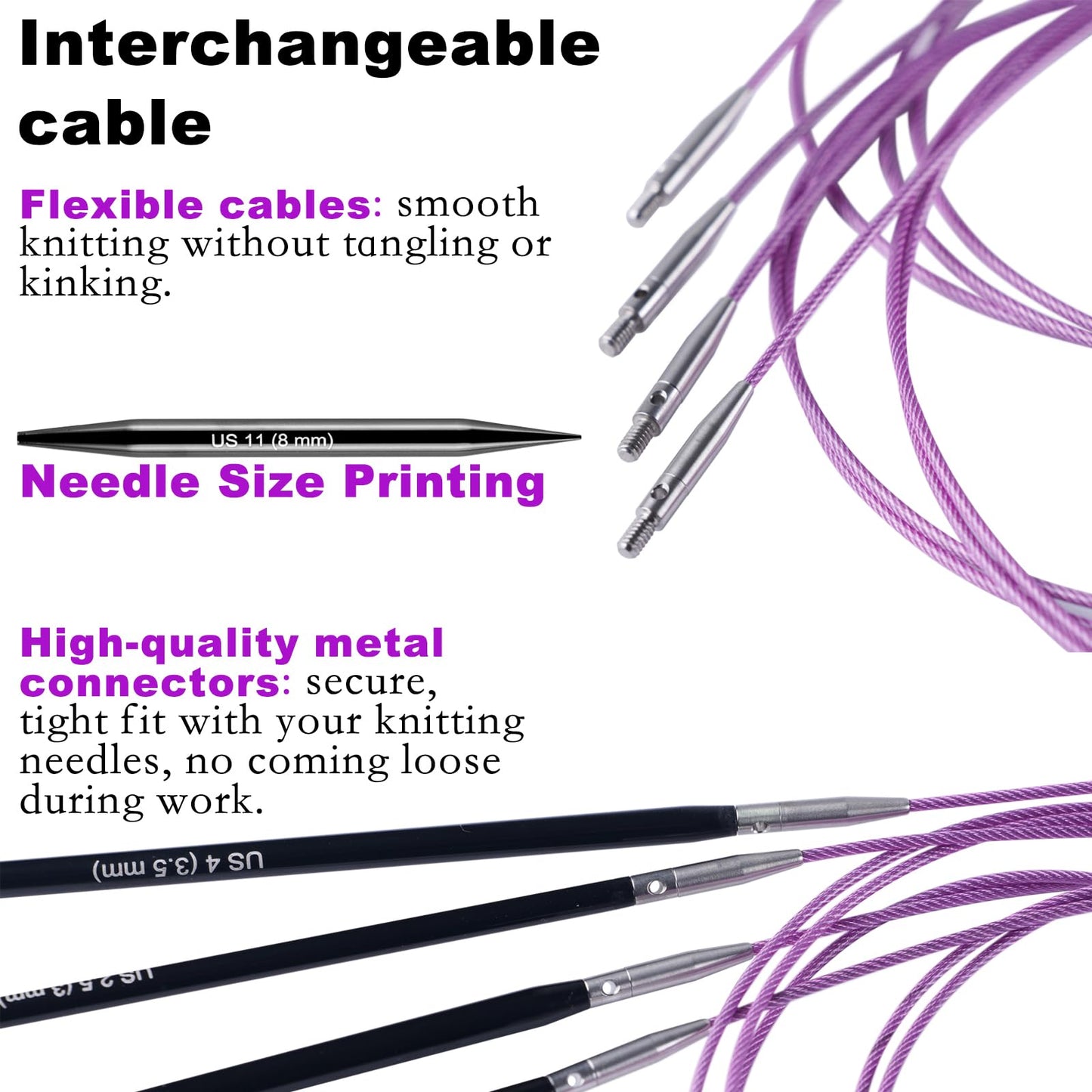 Svartur Interchangeable Circular Knitting Needles Set, with Assorted Circular Knitting Needles and Cables, Accessories and Case, 9 Pairs