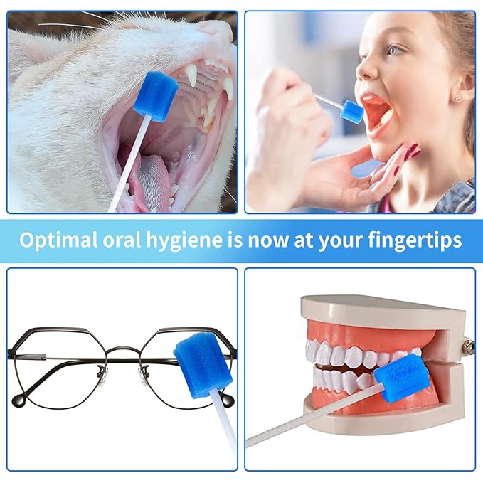 50 Pieces Disposable Oral Swabs Bulk Mouth Sponge Stick Swabsticks Unflavored for Elderly Kids Adults Mouth & Gum Cleaning