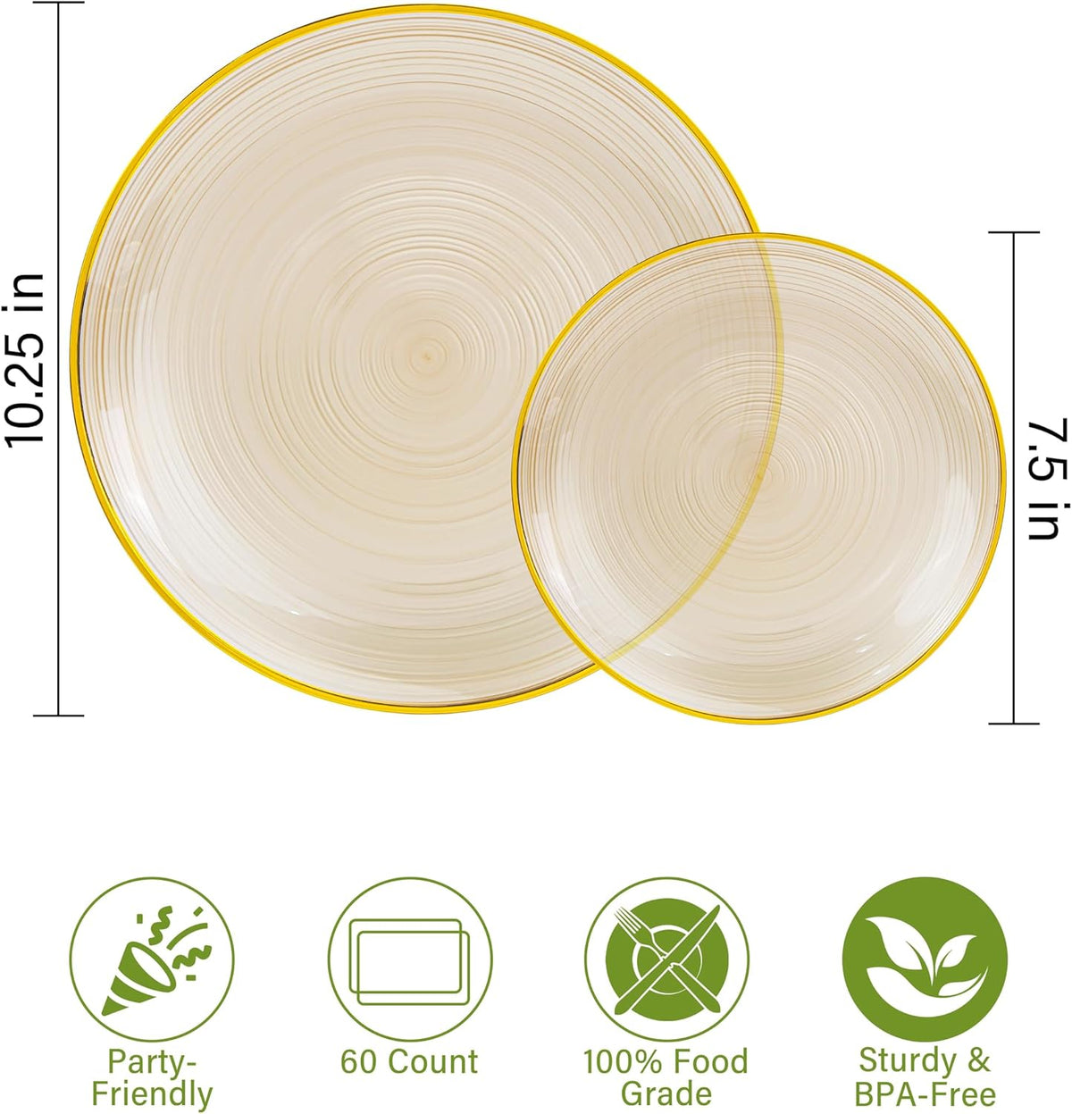 Morejoy 350PCS Clear Brown Plastic Plates - Disposable Gold Party Plates & Pre Rolled Napkins with Cutlery for 50 Guests, 100Plates, 150Silverware, 50Cups, 50Napkin for Party & Thanksgiving