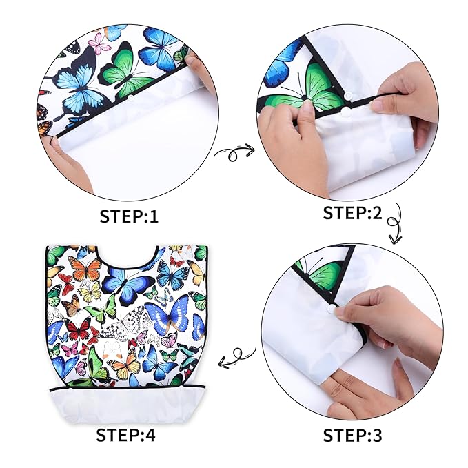 XKDOUS 2 Pack Adult Bibs for Man and Women, Waterproof and Reusable Adult Bibs for Eating with Optional Crumb Catcher, Machine Washable Dining Clothing Protector, Gifts for Women/Mom