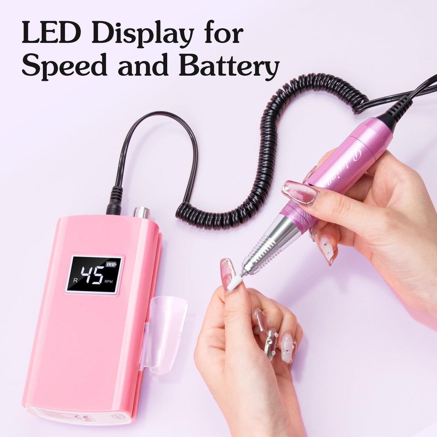 Beloving Portable Nail Drill Professional, 45000RPM Rechargeable Nail Drill Electric File Machine for Acrylic Gel Polish Remover