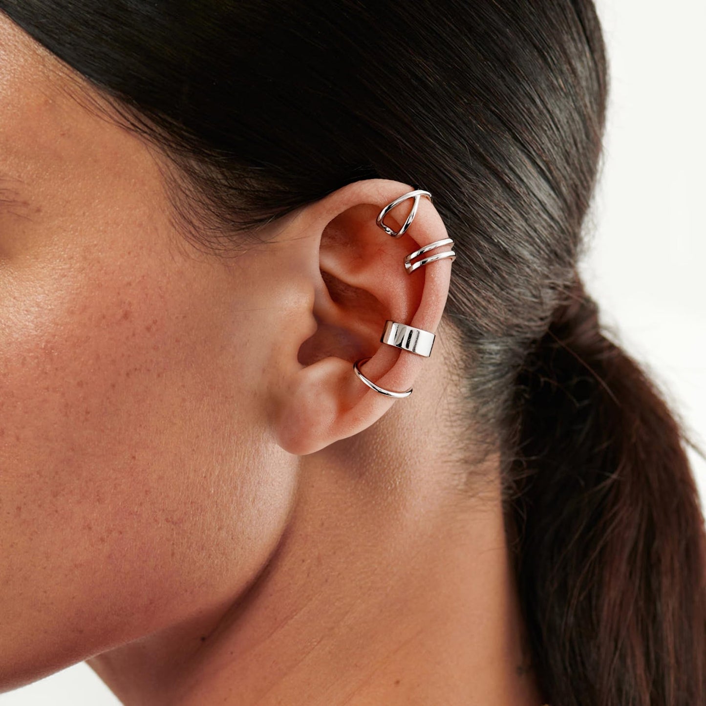 Ear Cuffs 925 Sterling Silver Fake Ear Cuffs Non Piercing Ear Conch Clip on Cartilage Earrings for Women Men | 4 Various Styles