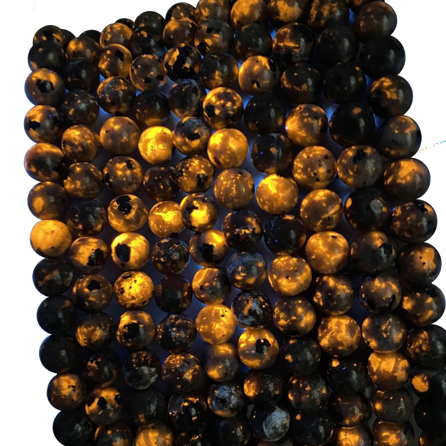 6MM 56PCS Flame Yooperlite Stone Beads Loose Beads for Jewelry Making DIY Bracelets Show Flame Color Under the Irradiation of UV Lamps