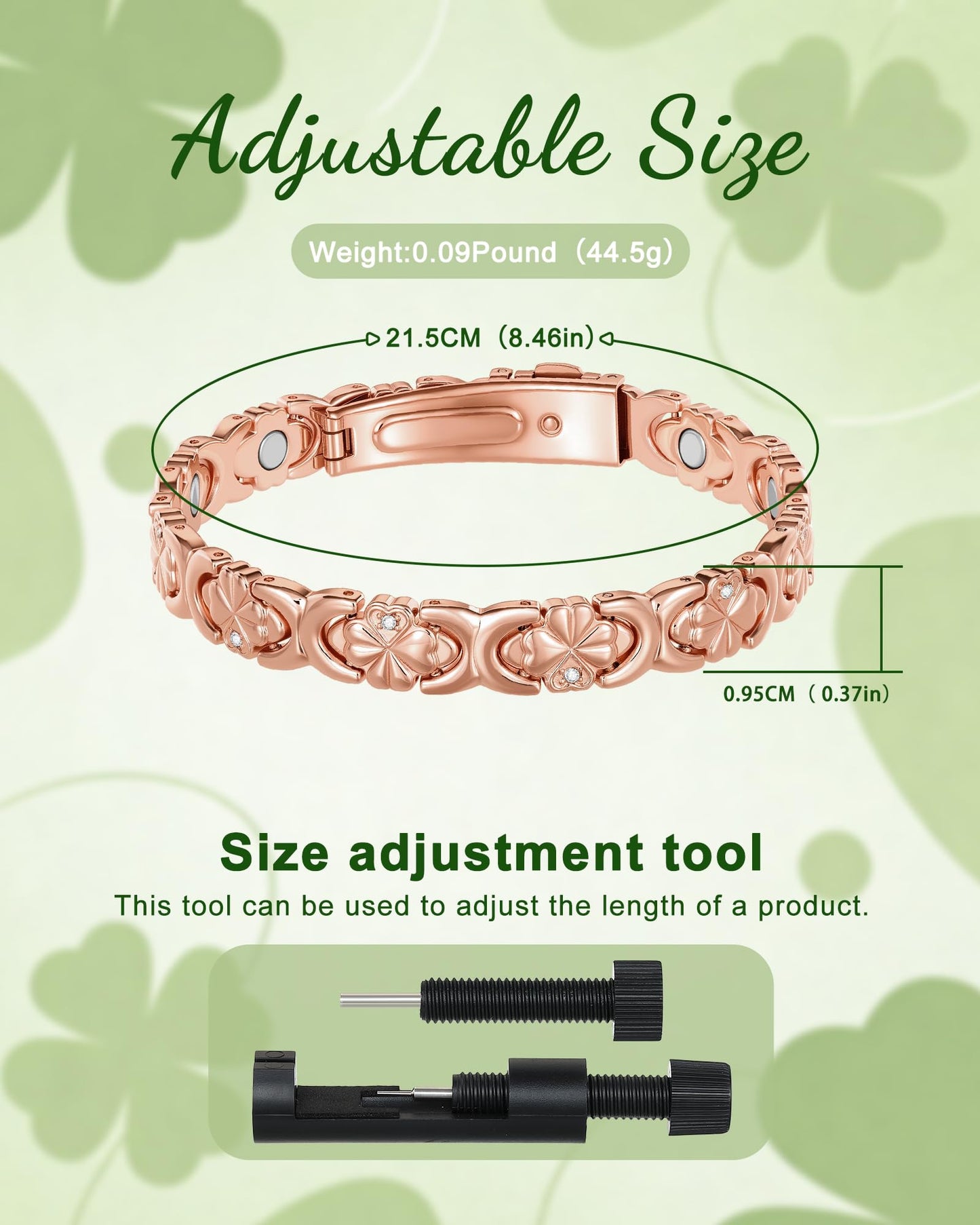 vapeples Copper Bracelets for Women, 3800 Gauss, 99% Pure Copper Magnetic Bracelet, Adjustable Sizing, Women's Bracelets with 3D Design, Gift Box Packaging