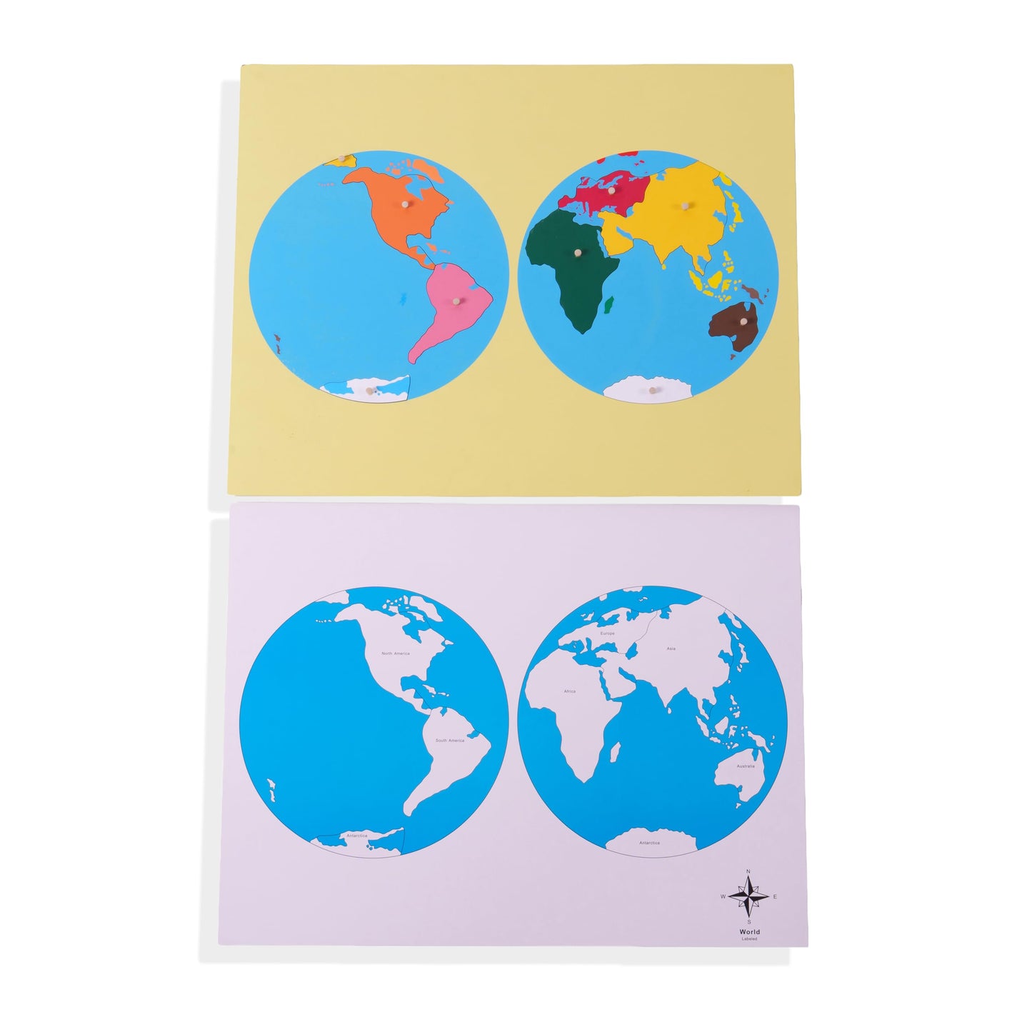 penepico Premium Montessori Wooden World Map Puzzle Set- 8 Large Geography Puzzles, Educational Gift for Kids & Toddlers, 23” Homeschool & Classroom Learning Materials (Puzzle Collection)