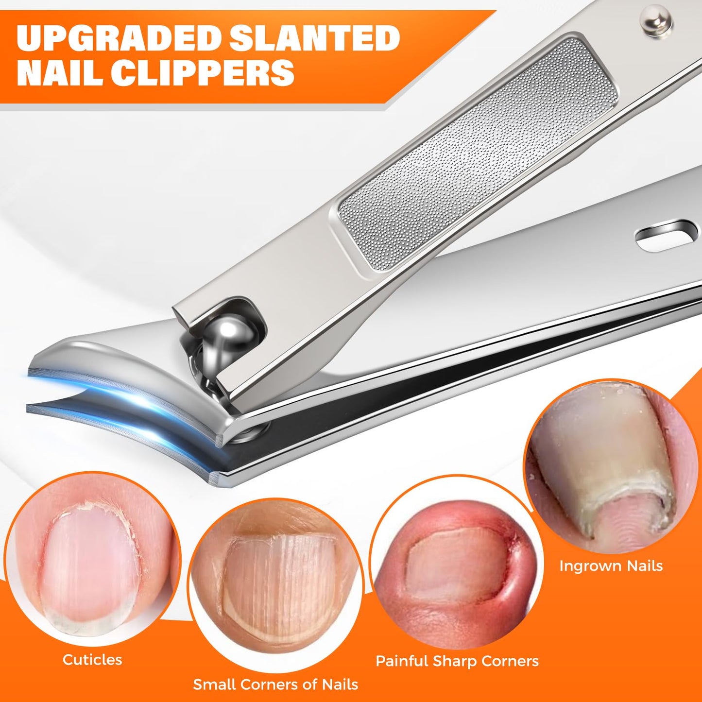DRMODE Toenail Clippers for Seniors Thick Toenails, Large Toe Nail Clippers for Men Thick Nails with Wide Opening, Sharp Heavy Duty Ingrown Toenail Clippers Nail Cutter Long Handle with Slanted Blade