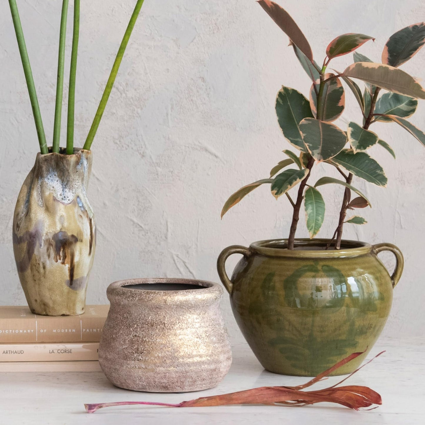 Creative Co-Op Round Volcano Terra-Cotta Planter, Gold