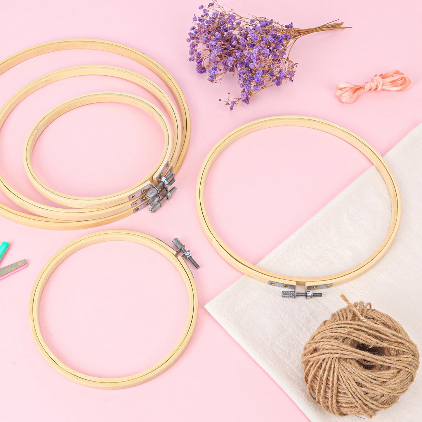 Geytetqi 30 PCS Embroidery Hoop, 10 inch & 8 inch & 6 inch Natural Bamboo Cross Stitch Ring Hoops, Versatile and Durable for Art, Craft, and Needlework