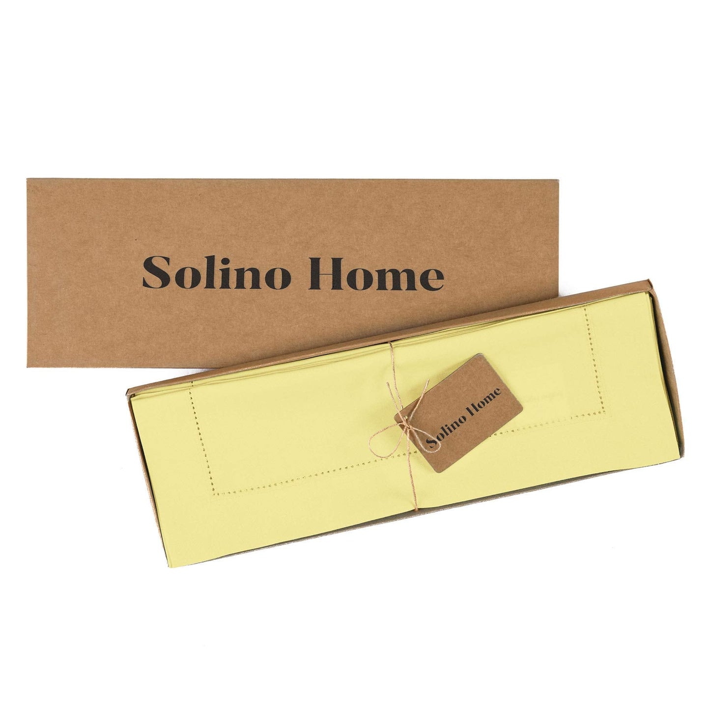 Solino Home Yellow Placemats Set of 4 - Cotton Linen Hemstitch Placemats 14 x 19 Inch for Spring, Summer, Mothers Day