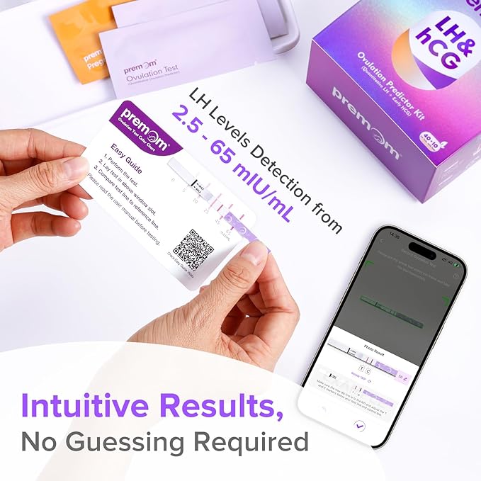 Premom Quantitative Ovulation Predictor Kit：40 Ovulation Tests + 10 Pregnancy Tests - Advanced Ovulation Test Strips Combo 40LH+10HCG Test