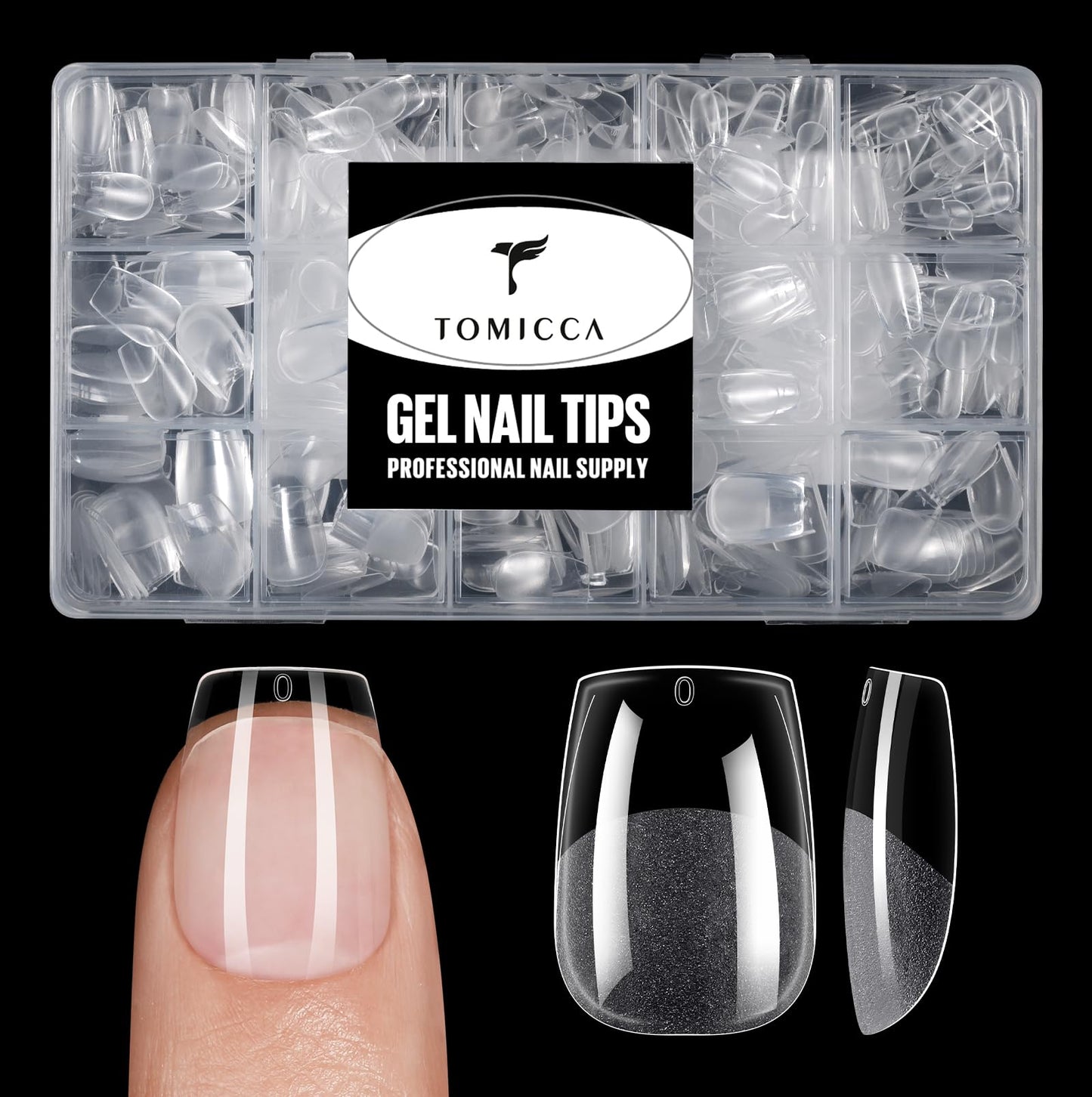 TOMICCA 240Pcs Extra Short Coffin Nail Tips & 4 in 1 Nail Glue 30g