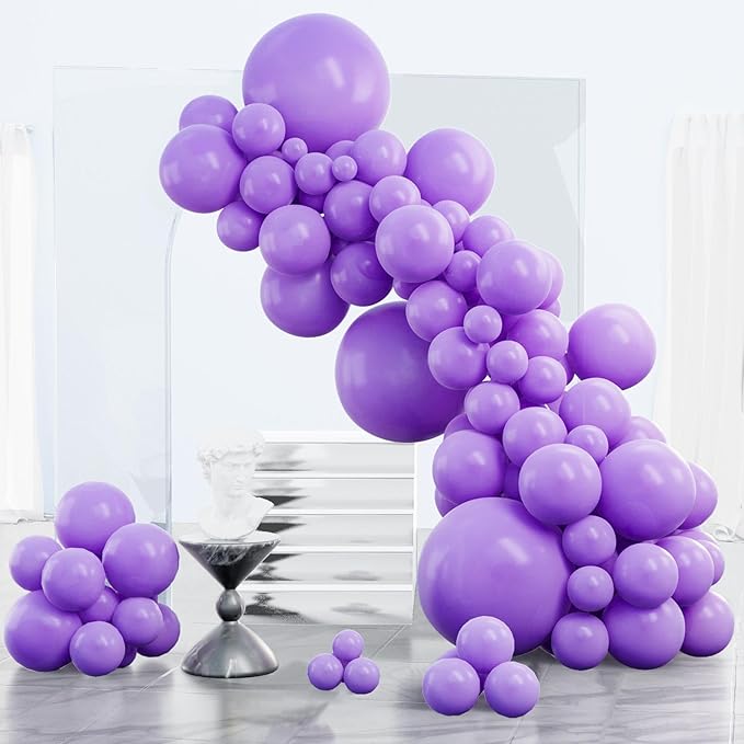 PartyWoo Purple Balloons 85 pcs Different Sizes of 18 12 10 5 Inch Purple Balloon Arch Kit Garland for Birthday Engagement Wedding Bachelorette Bridal Shower Butterfly Party Decorations Purple-Y15